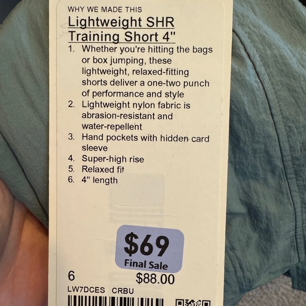 Lululemon Lightweight SHR Training Short 4" sz 6 Crater Blue - Picture 2 of 5